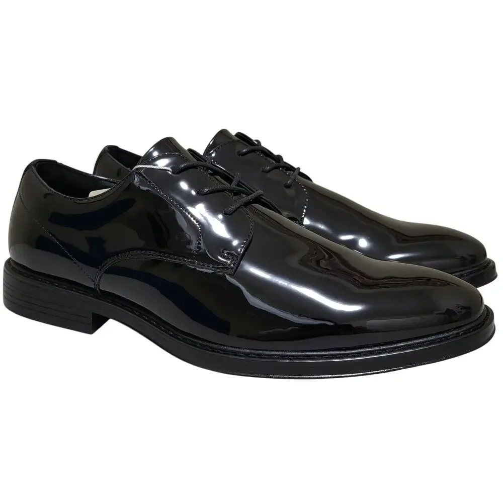 Nunn Bush Men Centro Formal Flex Plain Derby Oxfords Size US 9.5M Black Patent